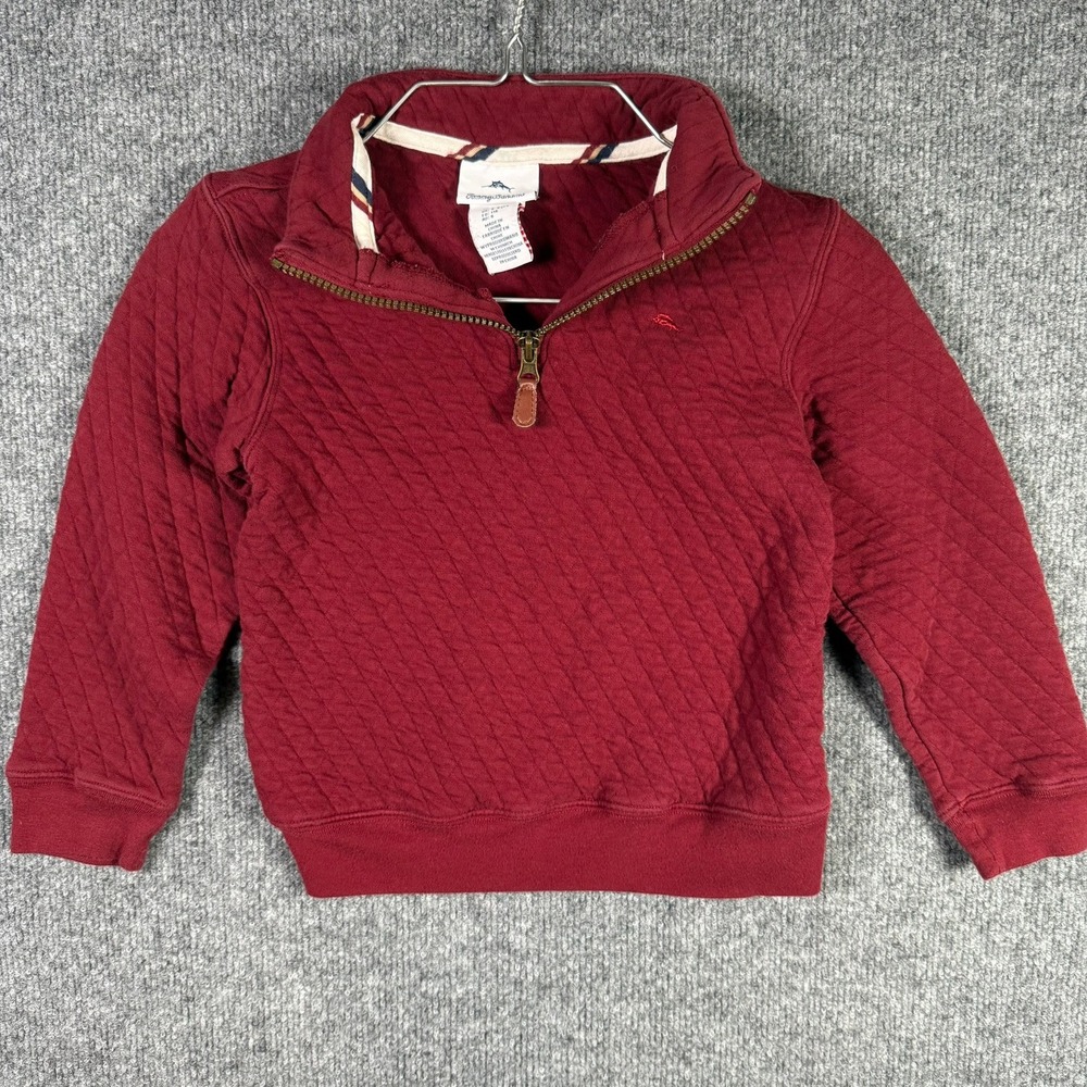 Tommy Bahama Quilted Pullover Kids S 5/6 Red Quarter Zip Sweatshirt